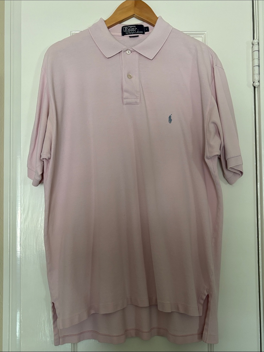 Ralph Lauren Men’s Pale Pink Polo with Blue Pony Logo